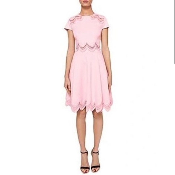 **SOLD** Ted Baker Rehanna Embroidered Dress Baby Pink size US 4 NWT (TB 1) - Picture 1 of 7